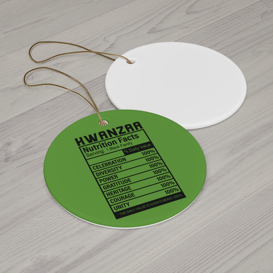 Kwanza Nutritional Facts | Circle Ornament | Green