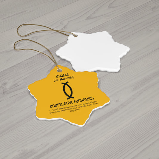 Ujamaa (Day 4) |Cooperative Economics | Snowflake Ornament | Yellow