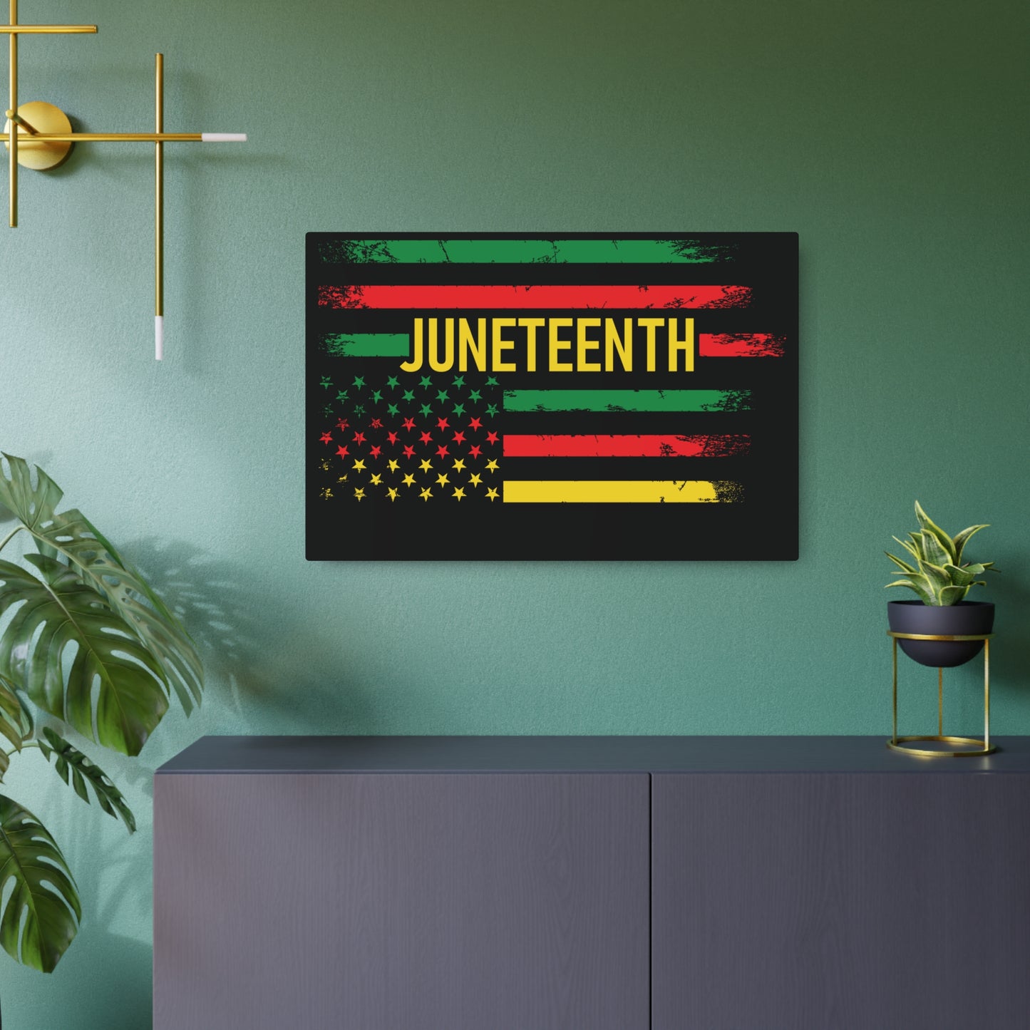Juneteenth Flag | Version 1| Metal Art Sign |Version 1| Black Background