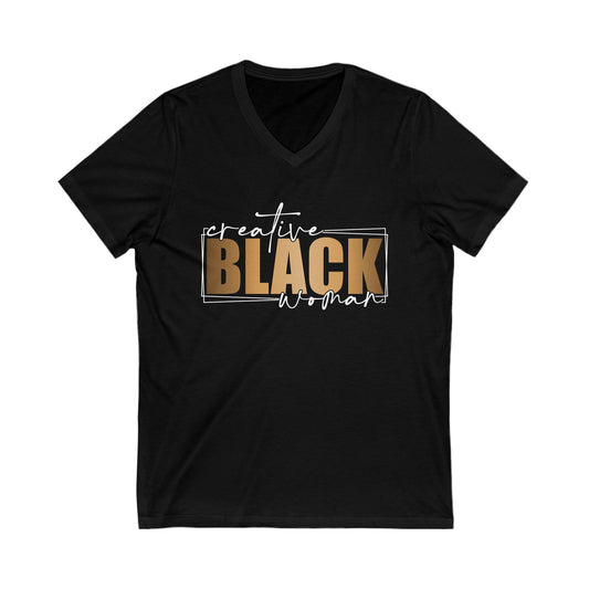 Creative Black Woman| Short Sleeve V-Neck Tee (Unisex)