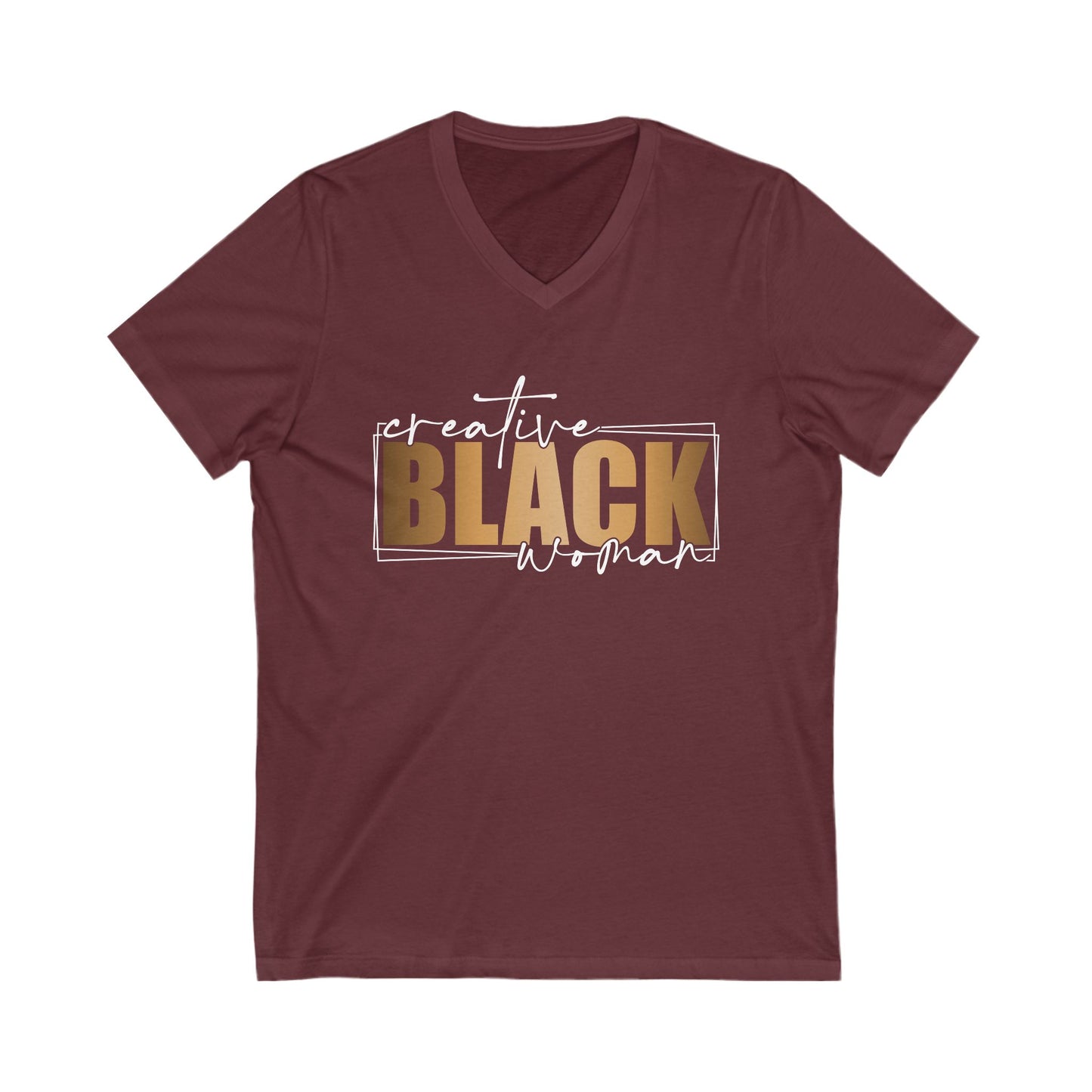 Creative Black Woman| Short Sleeve V-Neck Tee (Unisex)