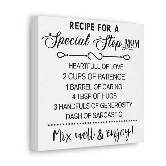 Special Step Mom Recipe | Canvas Gallery Wrap | White Background