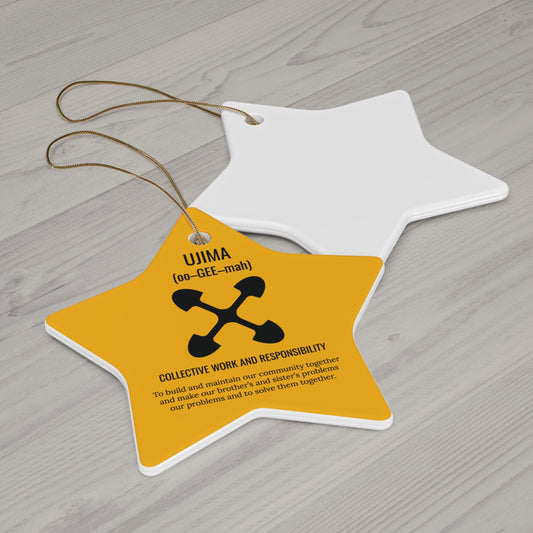 Ujima (Day 3) |Collective Work & Responsibility| Circle or Star Ornament | Yellow