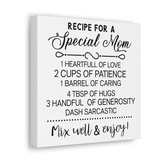 Special Mom Recipe | Canvas Gallery Wrap | White Background