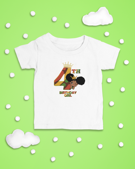 4th Princess Birthday Girl (Solid) Juneteenth T-Shirt