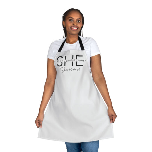 SHE IS ME |Apron| White | Black Strap| Black Font