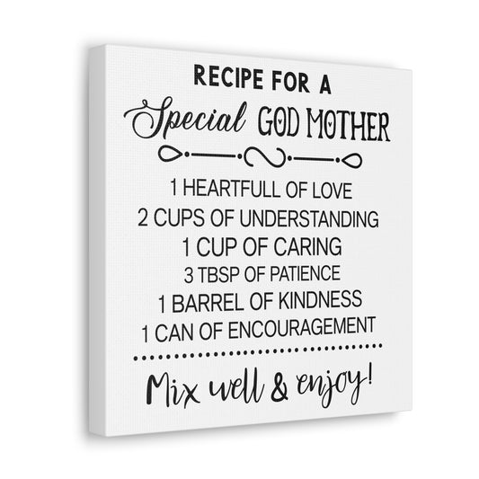 Special Godmother Recipe | Canvas Gallery Wrap | White Background