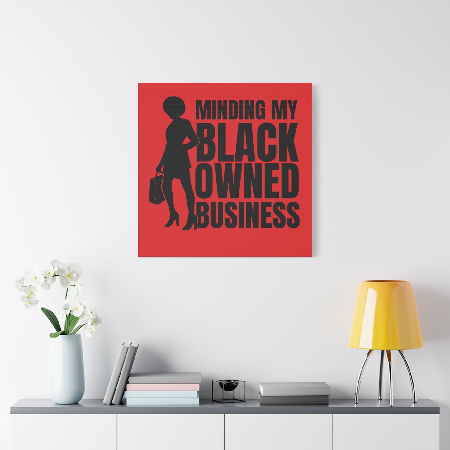 Minding My Black Owned Business | Version 1| Canvas Gallery Wrap | Red Background