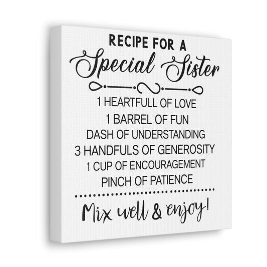 Special Sisters Recipe | Canvas Gallery Wrap | White Background
