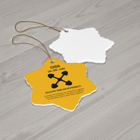 Ujima (Day 3) |Collective Work & Responsibility| Circle or Star Ornament | Yellow
