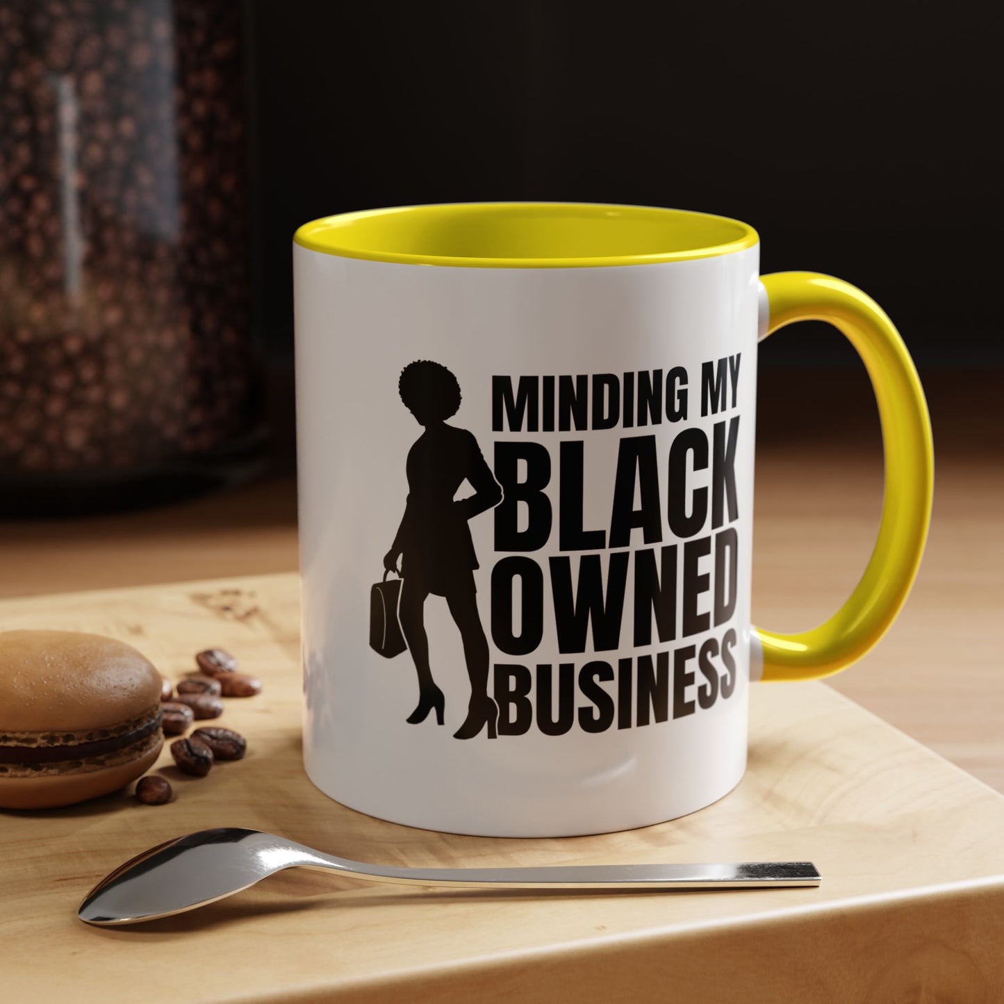 Minding My Black Owned Business | 11oz Mug| Version 1| | White Accent (Various Colors)