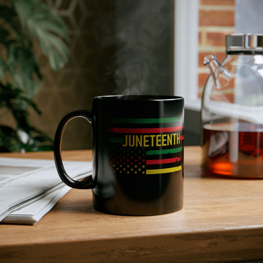Juneteenth Flag| 11oz or 15 oz Mug| Version 1| Black