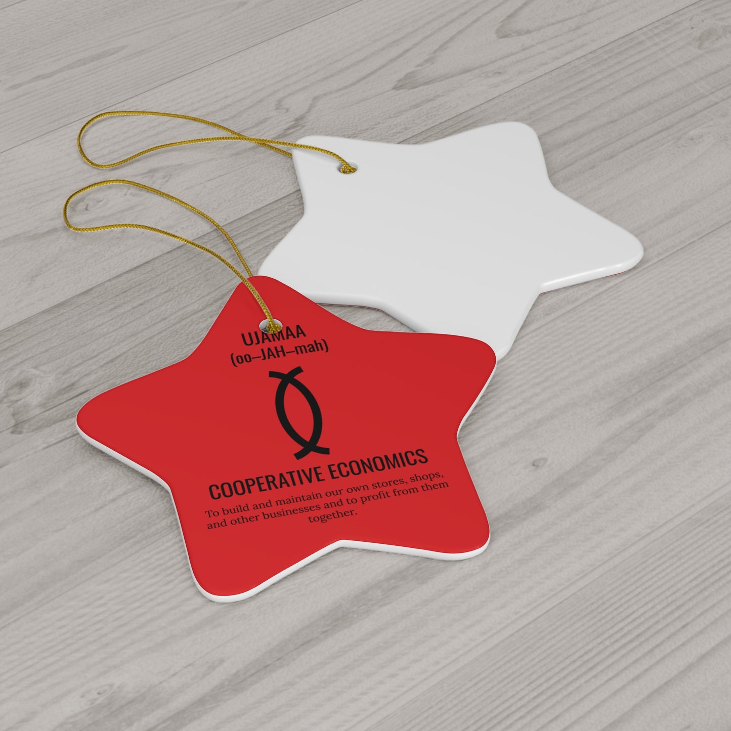 Ujamaa (Day 4) |Cooperative Economics | Circle or Star Ornament | (Red) |