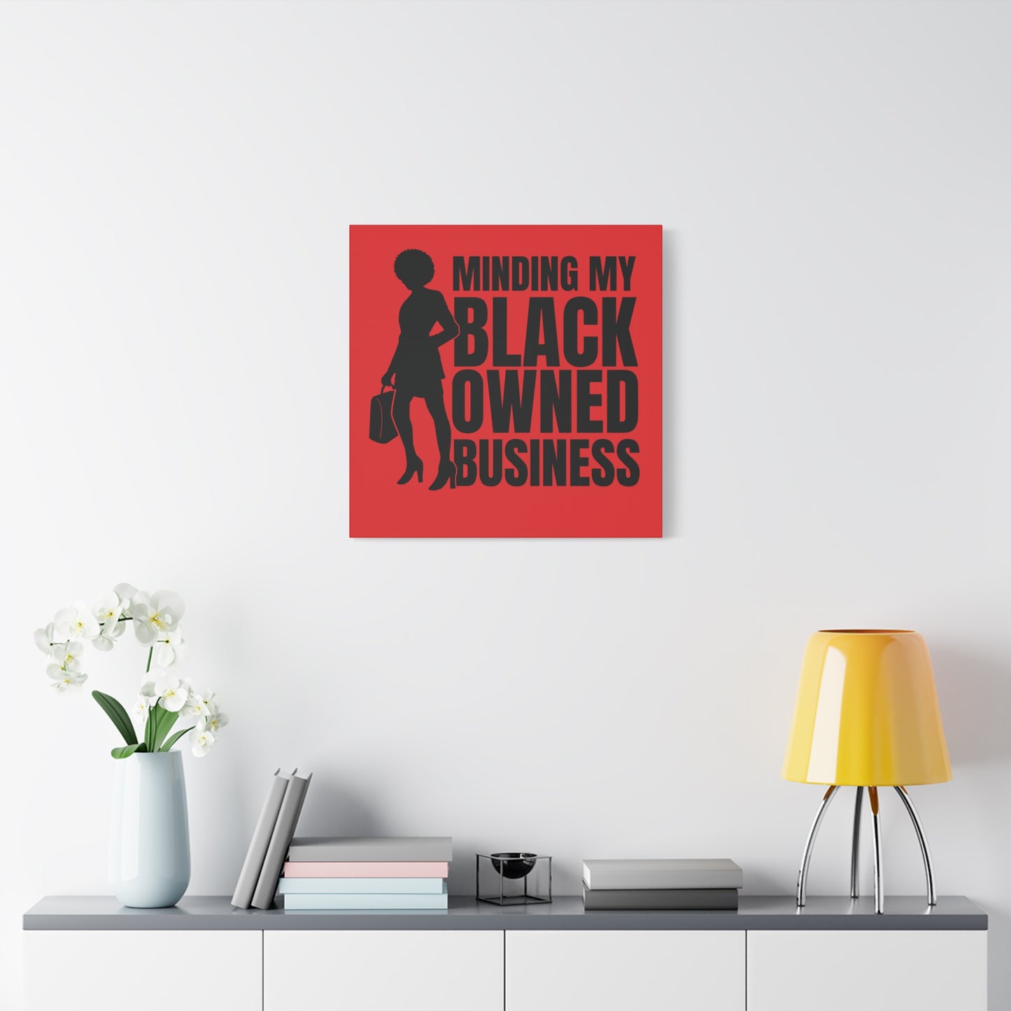 Minding My Black Owned Business | Version 1| Canvas Gallery Wrap | Red Background