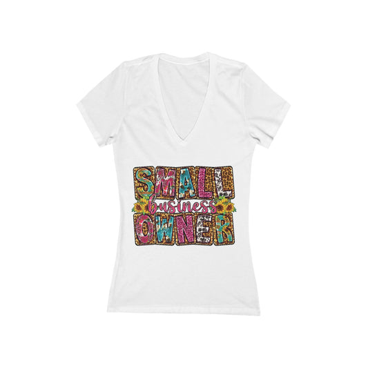 Small Business Owner | Version 2| Women's Short Sleeve Deep V-Neck T