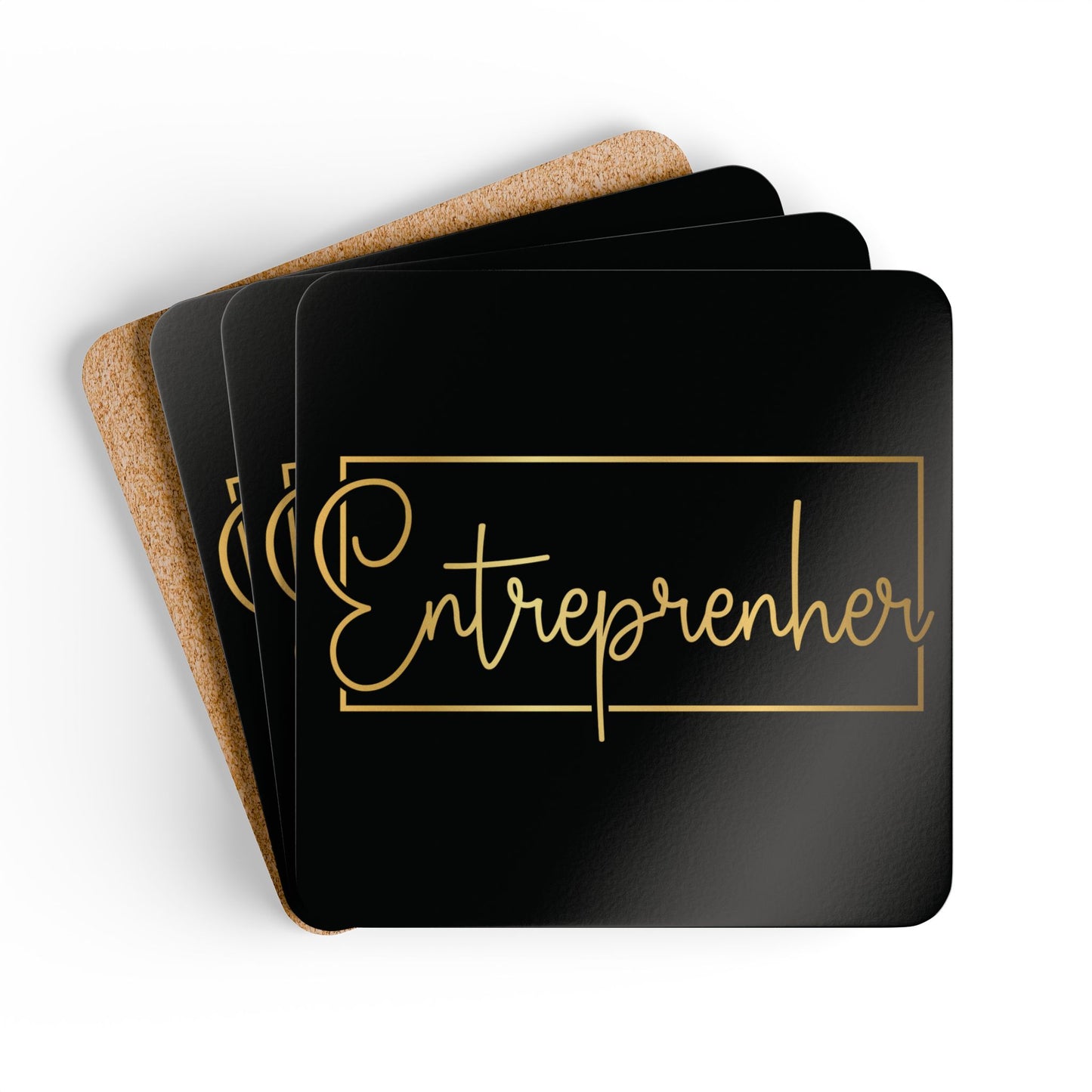 Entrepreneur | 4- Piece Corkwood Coaster Set| Black