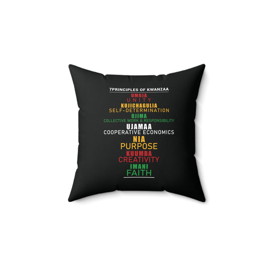 Kwanza Principles | Square Pillow |Black|