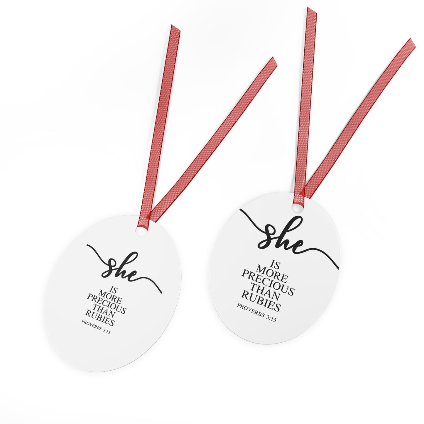 She Is - Proverbs: 3:15| Bell, Tree, Round or Oval Ornament |Metal|