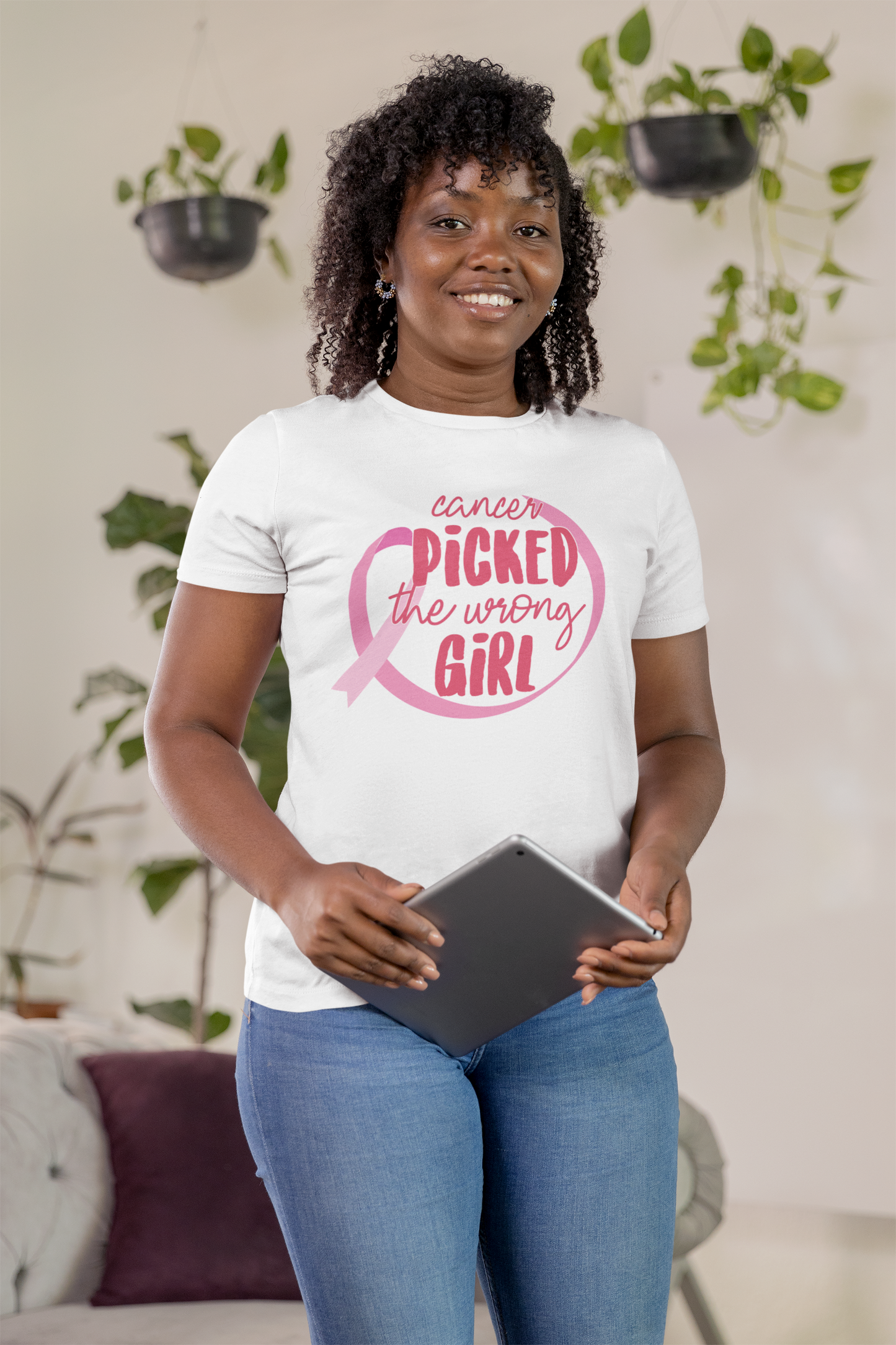 Cancer Picked The Wrong Girl (Pink) T-Shirt