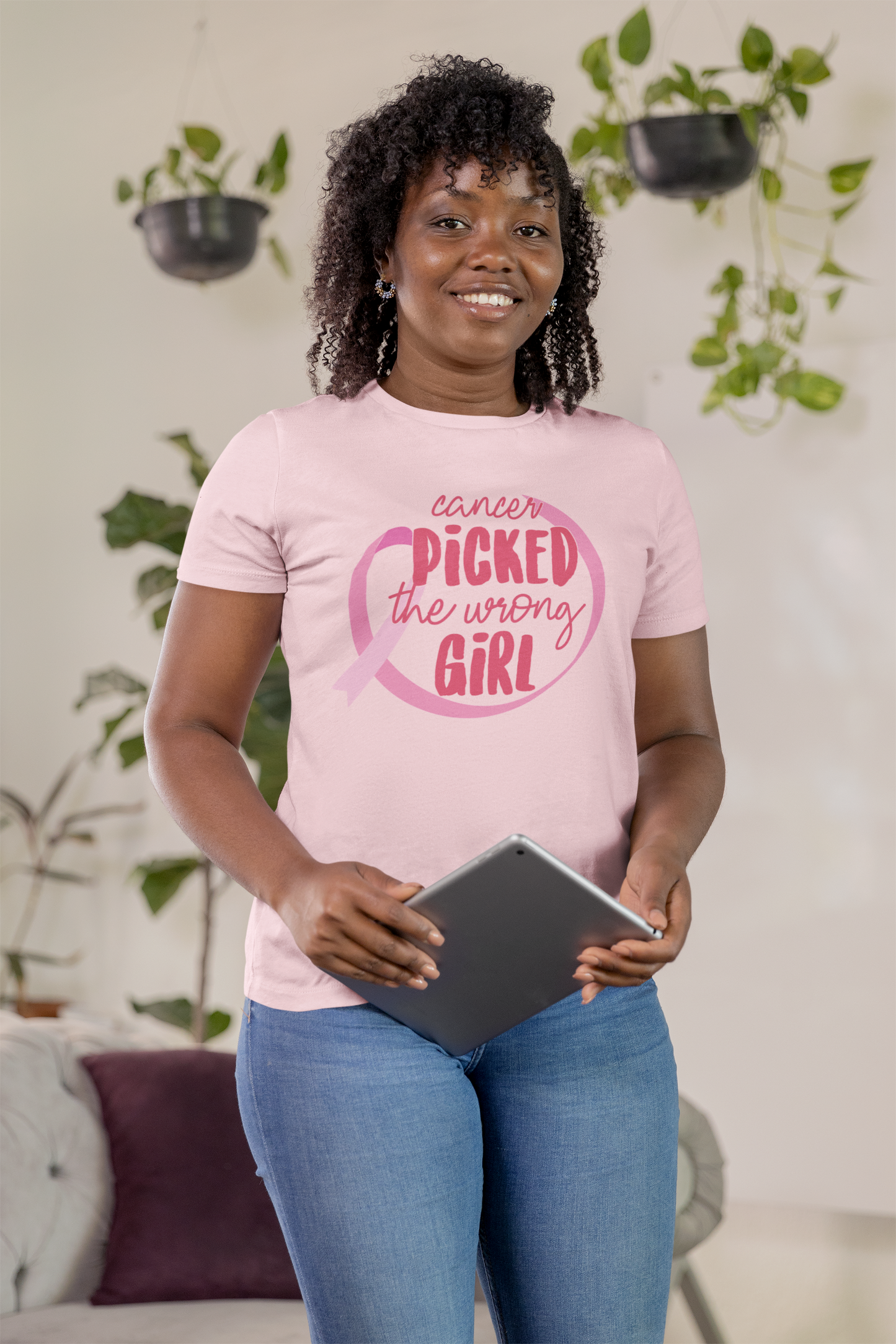 Cancer Picked The Wrong Girl (Pink) T-Shirt