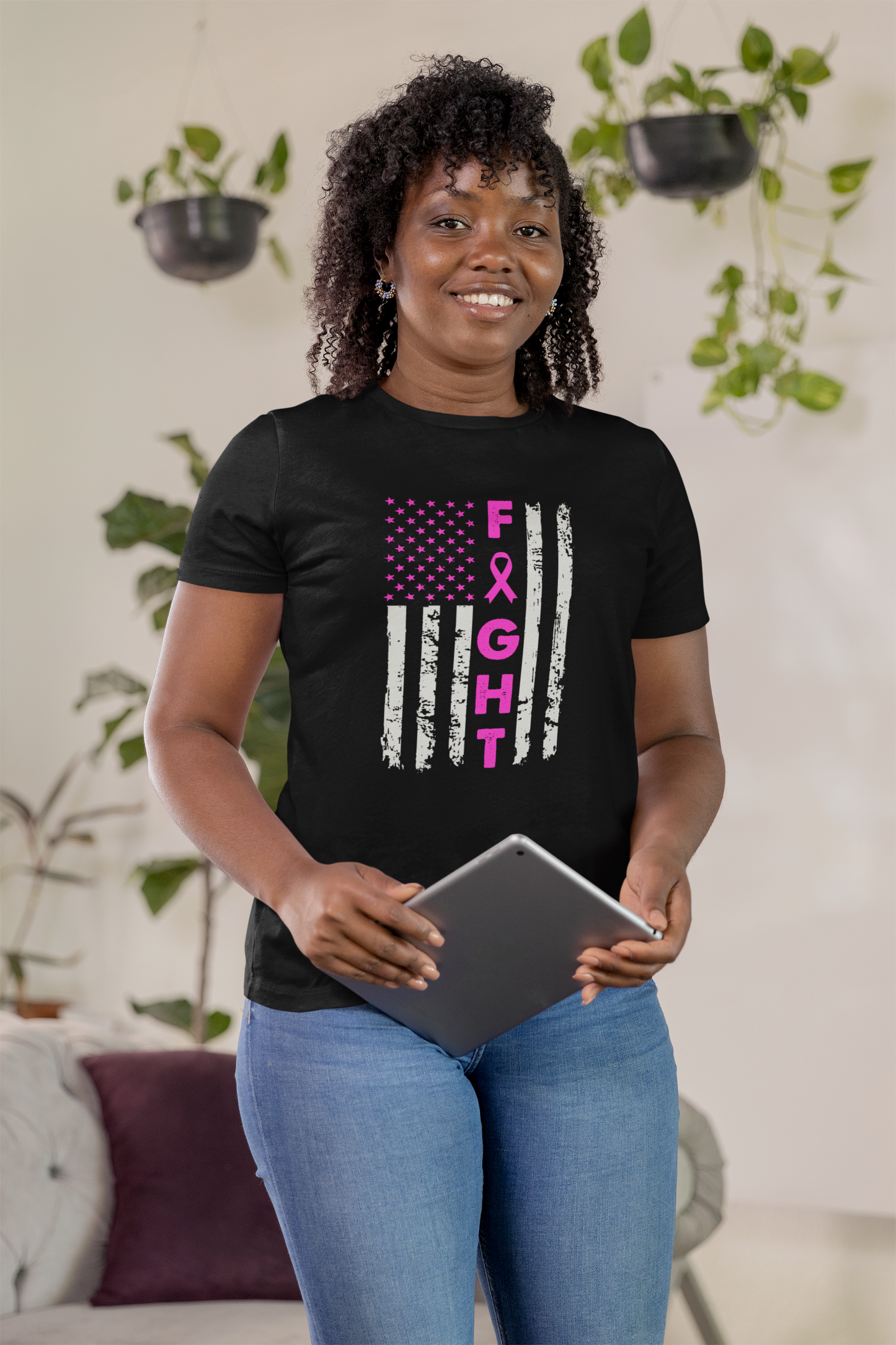 Fight Breast Cancer Flag (Version 1) T-Shirt