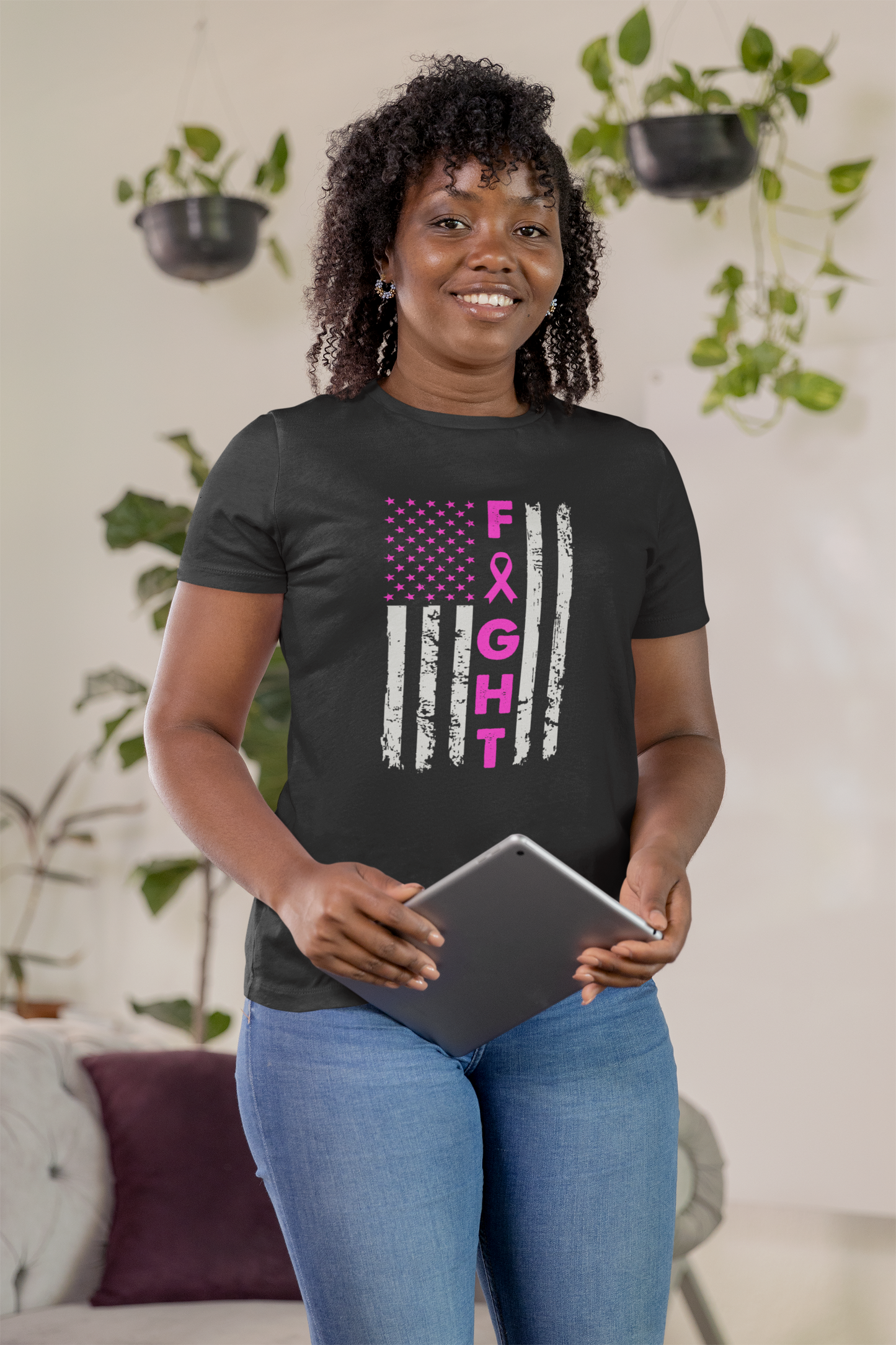 Fight Breast Cancer Flag (Version 1) T-Shirt