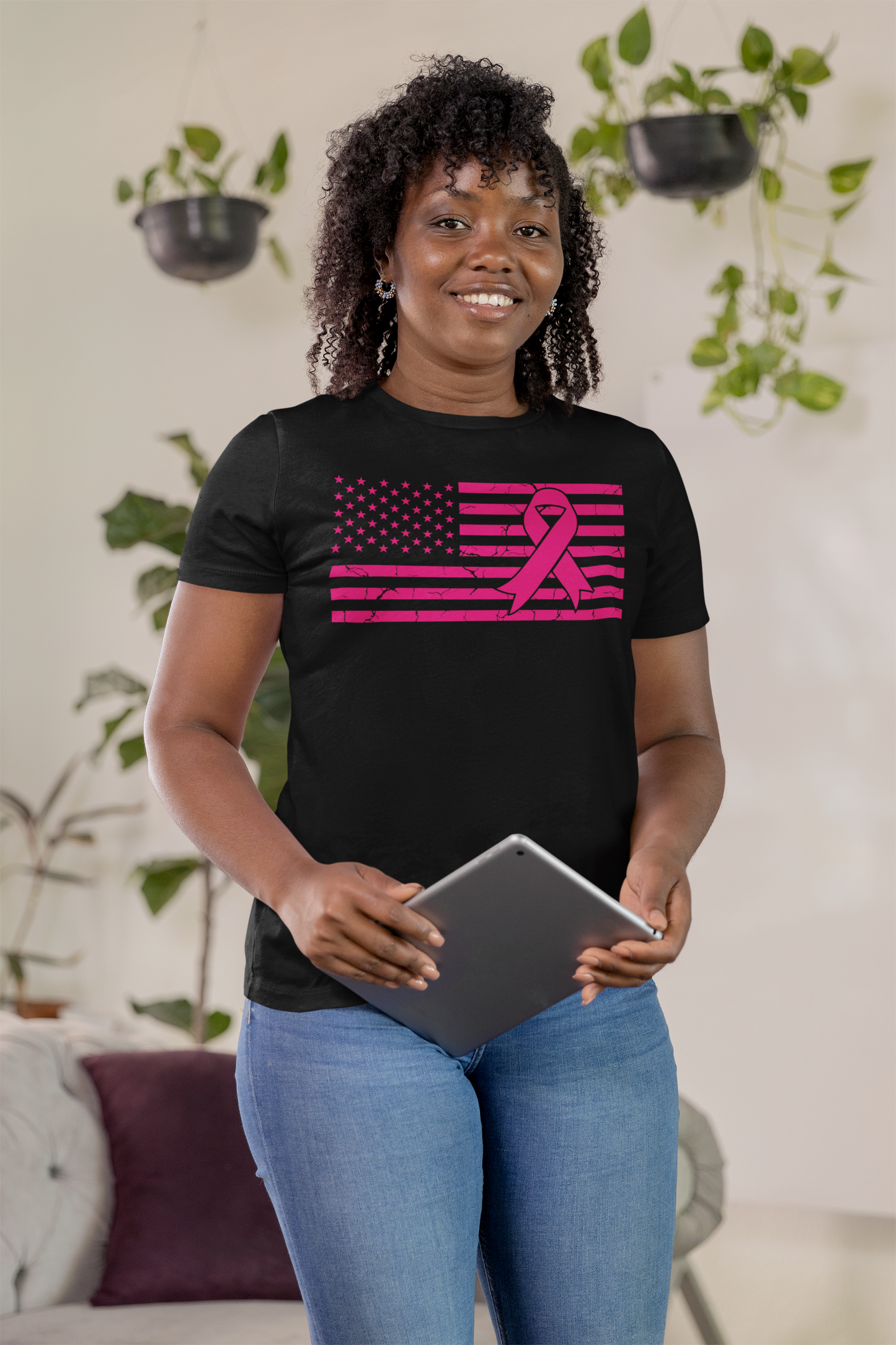 Fight Cancer Ribbon Flag (Version 3) T-Shirt