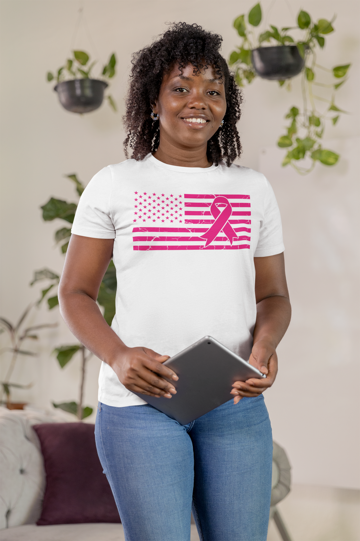 Fight Cancer Ribbon Flag (Version 3) T-Shirt